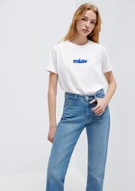 Miav Baskılı Beyaz Tişört Regular Fit/Normal Kesim 1610622-620