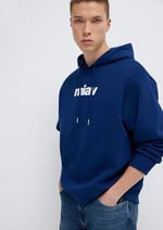 Miav Baskılı Kapüşonlu Mavi Sweatshirt 0S10001-70722