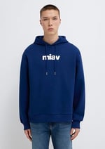 Miav Baskılı Kapüşonlu Mavi Sweatshirt 0S10001-70722