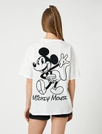 Mickey Mouse Tişört Baskılı Lisanslı Bisiklet Yaka Kısa Kollu