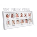 MICKYU Bebek Resim Çerçeveleri, İlk Yılım 12 Aylık Hatıra Fotoğraf Çerçevesi, Yenidoğan Bebek için, Anne Ebeveynler için İlk Anneler Günü Hediyeleri (Beyaz)