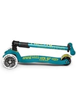 Micro Maxi Deluxe Foldable Led 3 Tekerlekli Katlanabilir Scooter Petrol Yeşili, 5-12 Yaş, Ayarlanabilir Gidon, Işıklı Tekerlekler, 50 Kg Taşıma Kapasitesi