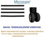 Microcase Kesilip Ayarlanabilir Silikon Aşınmaya Dayanıklı Ses Önleyici Bavul Valiz Teker Kılıfı Siyah -AL4830 8 Adet