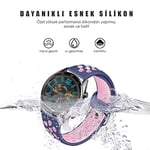 Microsonic Huawei Watch GT2 Pro Rainbow Sport Band için Kordon Lacivert Pembe