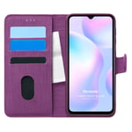 Microsonic Xiaomi Redmi 9A için Kılıf Fabric Book Wallet Mor [Redmi 9A ile Uyumlu Kılıf - Mor]