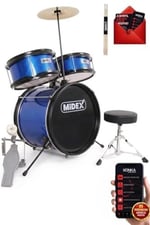 Midex CD300X-BL Akustik Çocuk Baterisi Davulu Seti 5-14 Yaş İçin Full Set