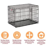 MidWest Homes for Pets Köpek Sandığı Yaşam Aşamaları 36' Çift Kapılı Katlanır Metal Köpek Sandığı | Bölücü Panel, Zemin Koruma Ayakları, Sızdırmaz Köpek Tavası | 90,5 cm x 62,1 cm x 55,7 cm, Orta