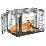 MidWest Homes for Pets Köpek Sandığı Yaşam Aşamaları 36' Çift Kapılı Katlanır Metal Köpek Sandığı | Bölücü Panel, Zemin Koruma Ayakları, Sızdırmaz Köpek Tavası | 90,5 cm x 62,1 cm x 55,7 cm, Orta
