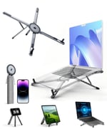 miley Masa için Taşınabilir Katlanabilir Dizüstü Bilgisayar Standı, Katlanabilir Ergonomik, 8 Seviyeli Yükseklik, 13-17 inç Dizüstü Bilgisayarlar, Alüminyum Yapı, Tripod Uyumlu, Taşınabilir, Saklama