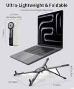miley Masa için Taşınabilir Katlanabilir Dizüstü Bilgisayar Standı, Katlanabilir Ergonomik, 8 Seviyeli Yükseklik, 13-17 inç Dizüstü Bilgisayarlar, Alüminyum Yapı, Tripod Uyumlu, Taşınabilir, Saklama