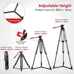 miliboo mtt609 a 168,9 cm taşınabilir alüminyum tripod, 360 derece küre başlı, 1/10,2 cm hızlı değiştirme plakası, DSLR fotoğraf makinesi/Vdeo için, toka ve zemin üzerinde tasarım daha fazla sağlamlık