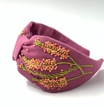 Mimoza Nakışlı Pastel Fuşya Taç
