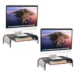 Mind Reader Network Collection Monitör Standı, 3, 1 Kağıt Tepsi ve 2 Yan Depolama Bölmesi, Masaüstü Düzenleyici, Metal Örgü, 2'li Set, Siyah 2'li Paket