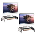 Mind Reader Network Collection Monitör Standı, 3, 1 Kağıt Tepsi ve 2 Yan Depolama Bölmesi, Masaüstü Düzenleyici, Metal Örgü, 2'li Set, Siyah 2'li Paket