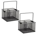 Mind Reader Network Collection mutfak eşyaları veya aksesuar kutusu, saplı, tezgah veya çalışma masası düzenleyici, metal ızgara, 2 adet, 25,4 cm U x 17,8 cm G x 12,1 cm Y, siyah