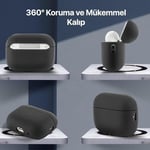 Minesk Airpods 4. Nesil ile Uyumlu Leather Skin Serisi Parmak İzi Tutmayan Dış Yüzeye Sahip ve Mükemmel Koruma Sağlayan Orta Sertlikte Silikon Kılıf (Siyah, Airpods  - Seçenekler: Airpods 3, Airpods 4