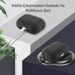 Minesk Airpods 4. Nesil ile Uyumlu Leather Skin Serisi Parmak İzi Tutmayan Dış Yüzeye Sahip ve Mükemmel Koruma Sağlayan Orta Sertlikte Silikon Kılıf (Siyah, Airpods  - Seçenekler: Airpods 3, Airpods 4