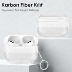 Minesk Airpods Pro 2 ile Uyumlu Fiber Karbon Görünümlü Şeffaf Silikon Kılıf Tam Oturan Mükemmel Kalıp ve Göz Alıcı Şık Tasarım (Airpods Pro 2)