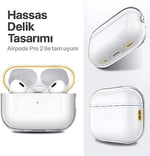 Minesk Airpods Pro 2 ile Uyumlu Şeffaf Cyrstal Clear Ultra Berrak Silikon Kılıf - Alt Üst Ayrı (Airpods Pro 2)