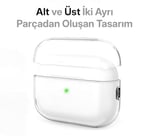 Minesk Airpods Pro 2 ile Uyumlu Şeffaf Cyrstal Clear Ultra Berrak Silikon Kılıf - Alt Üst Ayrı (Airpods Pro 2)