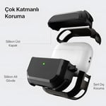 Minesk Airpods PRO 3 ile Uyumlu Armor Serisi Darbelere Karşı Ultra Güçlü Koruma Fiber Karbon Arka Tasarım Kılıf (Siyah, Airpods Pr - Seçenekler: Airpods Pro 2, Airpods 3, Airpods Pro 3 2025, Airpods 4