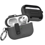 Minesk Airpods Pro 3 ile Uyumlu Fabric Serisi Özel Kilitli Tasarım ve Kumaş Yüzeyli Kılıf Darbelere Karşı Koruyucu Kapak (Gri, Airpods Pro  - Seçenekler: Airpods Pro 2, Airpods Pro 3 (2025), Airpods 4