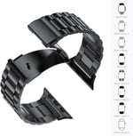 Minesk Apple Watch ile Uyumlu Premium Metal Kordon Paslanmaz Çelik Materyal 42-44-45-46-49 MM için (Siyah)