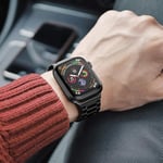 Minesk Apple Watch ile Uyumlu Premium Metal Kordon Paslanmaz Çelik Materyal 42-44-45-46-49 MM için (Siyah)
