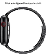 Minesk Apple Watch ile Uyumlu Premium Metal Kordon Paslanmaz Çelik Materyal 42-44-45-46-49 MM için (Siyah)