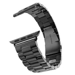 Minesk Apple Watch ile Uyumlu Premium Metal Kordon Paslanmaz Çelik Materyal 42-44-45-46-49 MM için (Siyah)