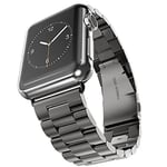Minesk Apple Watch ile Uyumlu Premium Metal Kordon Paslanmaz Çelik Materyal 42-44-45-46-49 MM için (Siyah)