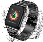 Minesk Apple Watch ile Uyumlu Premium Metal Kordon Paslanmaz Çelik Materyal 42-44-45-46-49 MM için (Siyah)