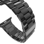 Minesk Apple Watch ile Uyumlu Premium Metal Kordon Paslanmaz Çelik Materyal 42-44-45-46-49 MM için (Siyah)