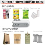 Mini Bag Sealer şarj edilebilir, taşınabilir 2'si 1 arada conta ve kesme, mini atıştırmalık çantası, ısı geçirmez, USB el ısı mühürleyici, plastik torba mühürleyici, gıda saklama için