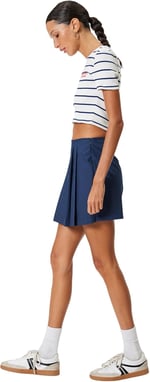 Mini Şort Etek Pileli Standart Bel Slim Fit Pamuklu