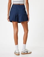 Mini Şort Etek Pileli Standart Bel Slim Fit Pamuklu