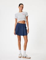 Mini Şort Etek Pileli Standart Bel Slim Fit Pamuklu
