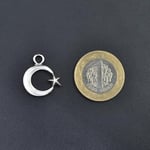 Minimal Ay Yıldız Örme Zincir Kolye - Gümüş Kaplama - Erkek Kadın Kolye - No:1517