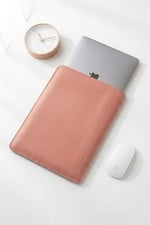Minimalist 13 İnç Laptop Kılıfı, Vegan Deri, Su İtici Özellikli, Bilgisayar Notebook Laptop Çantası (Toz Pembe, 13 İnç) - Seçenekler: 13 İnç, 14 İnç, 16 İnç
