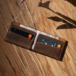 Minimalist Cüzdan, Hakiki Deri Cüzdan, Gerçek Deri Para Cüzdanı, Kağıt Para Cüzdanı, Kaliteli Cüzdan, İnce Cüzdan (Taba - Açık Kahverengi)