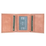 Minimalist Trifold Küçük Deri Kartlık - İnce RFID Korumalı Premium Hakiki Deri Erkek Cüzdan (Apex Coral)