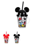 MINISO Mickey Mouse Lisanslı Kapaklı ve Pipetli Şeffaf Bardak