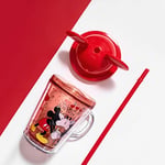 MINISO Mickey Mouse Lisanslı Kapaklı ve Pipetli Şeffaf Bardak
