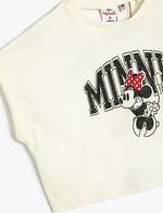 Minnie Mouse Crop Tişört Lisanslı Kısa Kollu Bisiklet Yaka Pamuklu