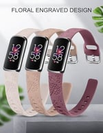 Minyee Fitbit Luxe Bantları ile Uyumlu 3 Paket Kadınlar için Yumuşak Silikon Çiçek Oymalı Spor Kayış Karahindiba Bileklik Yedek Fitbit Luxe Saat Bantları/Luxe Special Edition Fitness Takip Cihazı