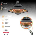 MirKraft Elirg R.C LED Işıklı Elektrikli Isıtıcı, 2000 W, Uzaktan Kumandalı, İki Isıtma Kademesi, IP45, Balkon Isıtıcısı, Çadır Isıtıcısı, Kış Bahçesi Isıtıcısı, Karbon Kızılötesi Isıtıcı (Elirg R.C)