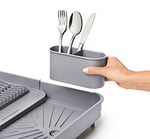 Miss Collection Açılır Kapanır Bulaşıklık Tabaklık, Su Tahliye Oluklu ve Çatal Bıçak Kurutmalıklı-Modern Tasarım Plastik (Gri)