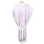MİSSİ Beyaz Kuşaklı Açık Pembe Pamuk Peştemal Kimono