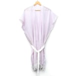 MİSSİ Beyaz Kuşaklı Açık Pembe Pamuk Peştemal Kimono