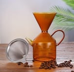 Miter Premium Amber Borosilikat Cam Kahve Demleme Sürahisi 600ml Isıya Dayanıklı Chemex Tarzı Manuel Kahve Demliği Filtre Aparatlı Şık Tasarım